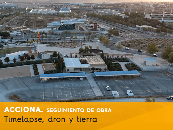 Seguimiento de obra en Valdebebas para Acciona con timelapse y dron