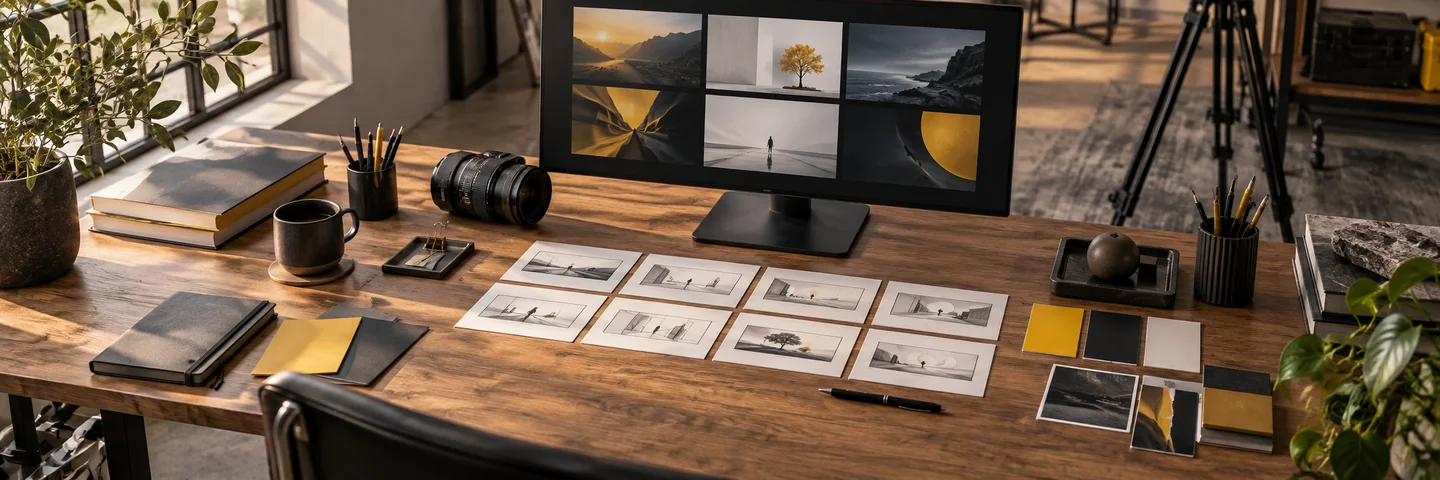AI videos for businesses 7 Creative direction workspace for planning AI videos