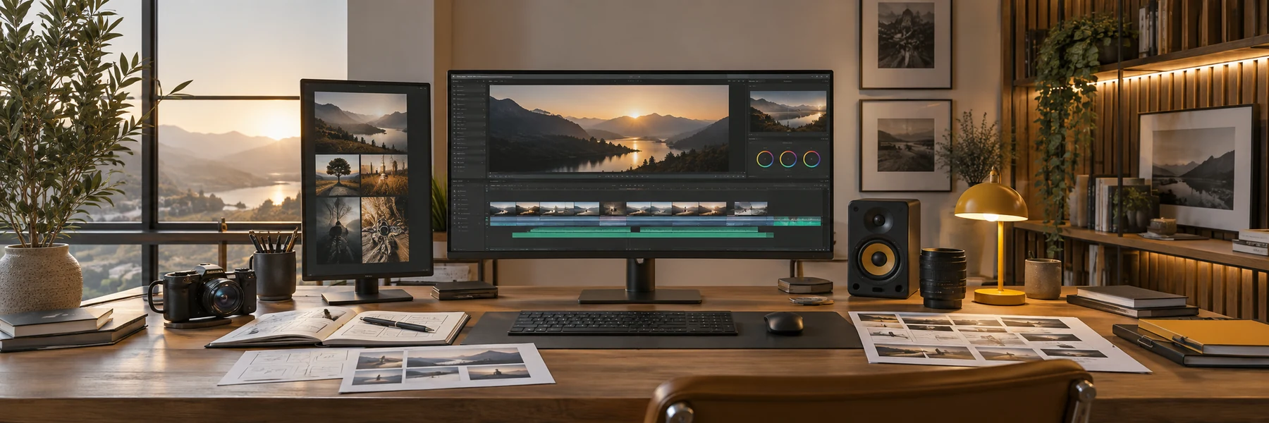 AI video editing studio illustration ia estudio edicion separador v2 Producción audiovisual para realizar vídeo promocional